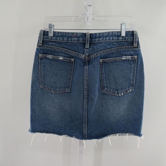 Lovers + Friends Womens Size 27 Elijah Raw Step Hem Distressed Denim Jean Skirt - Picture 3 of 15
